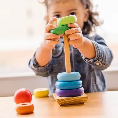 Jouet en Bois - WoodenToys™ - Tour arc - en - ciel - L'espace bébé